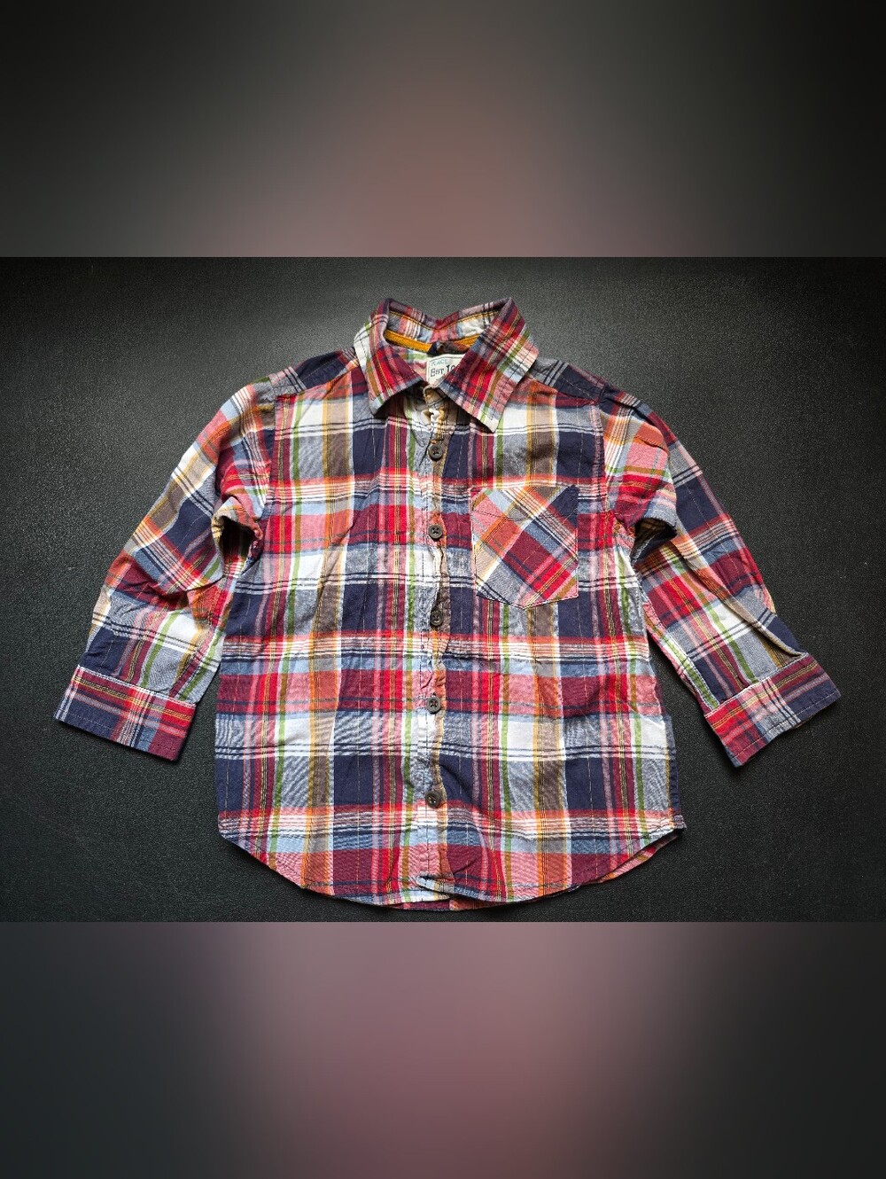 Place Boy's Plaid Button-Down Shirt in Red, Navy and Yellow